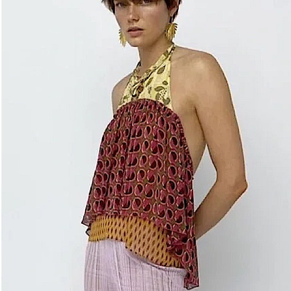Zara La Dolce Vita Multicolor Halter Top NEW NWT - Picture 8 of 8